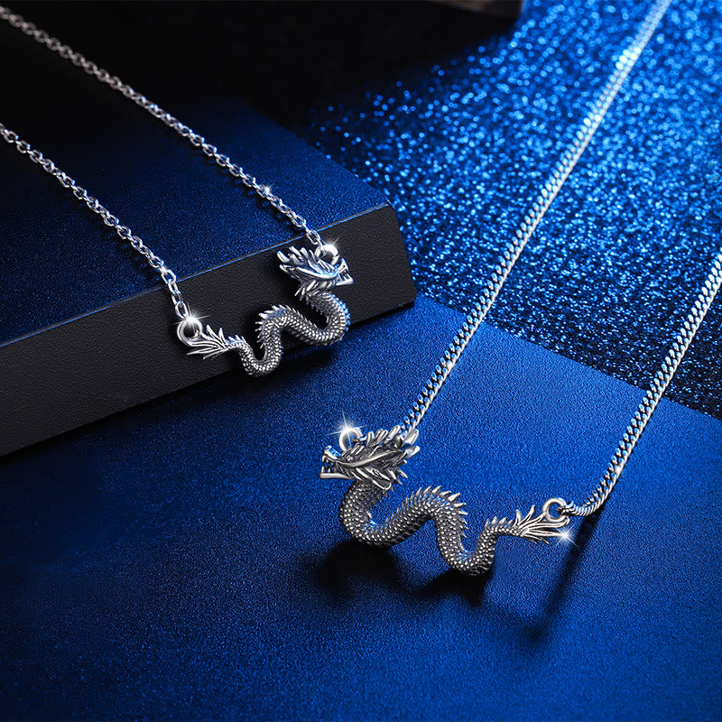 Fortune Jewel 925 Sterling Silver Year Of The Dragon Auspicious Dragon Protection Chain Necklace Pendant