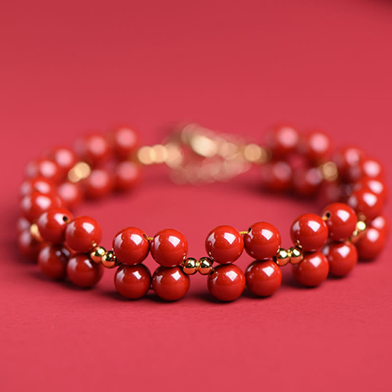 Fortune Jewel Natural Cinnabar Beaded Blessing Bracelet