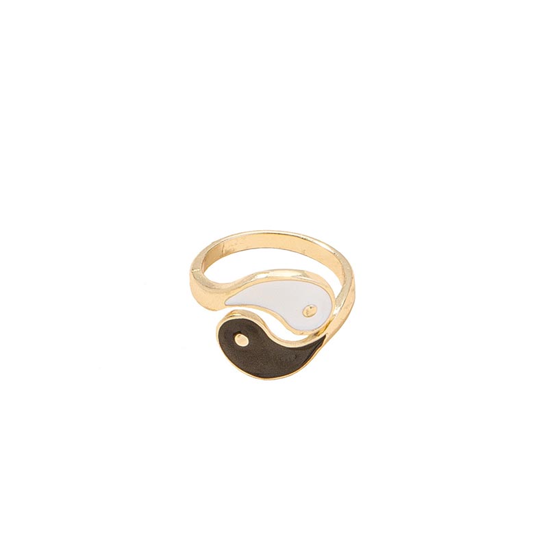 Yin Yang Symbol Adjustable Blessing Couple Ring Fortune Jewel