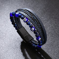 Fortune Jewel Evil Eye Tiger Eye Protection Beaded Multilayered Braided Bracelet