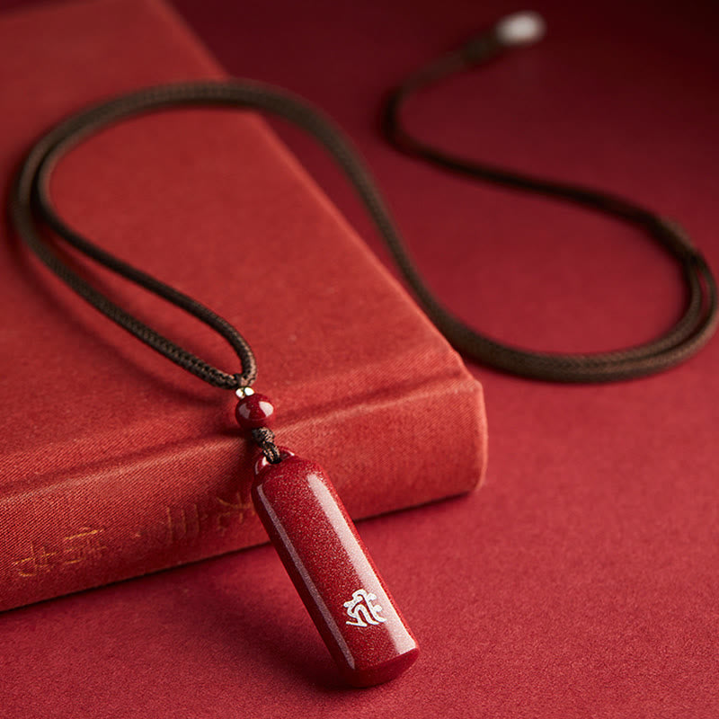 Fortune Jewel Chinese Zodiac Natal Buddha Cinnabar Amulet Protection String Necklace Pendant