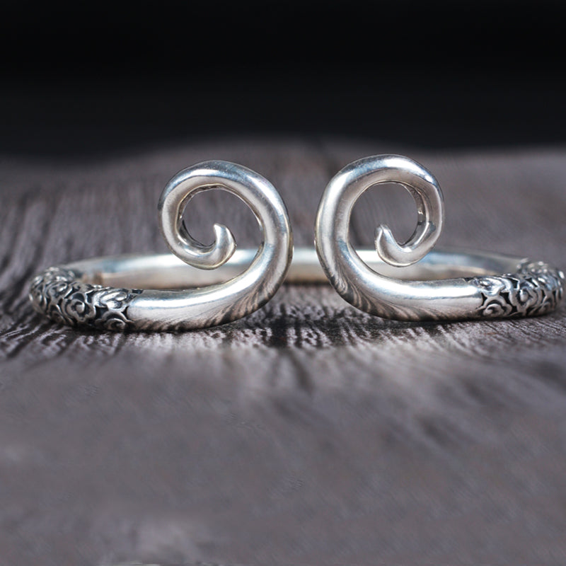 Adjustable 999 Sterling Silver Sun Wukong Couple Bracelet with Tightening Spell Design