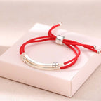 Fortune Jewel 925 Sterling Silver Red String Layered Braid Bracelet - Fortune Jewel