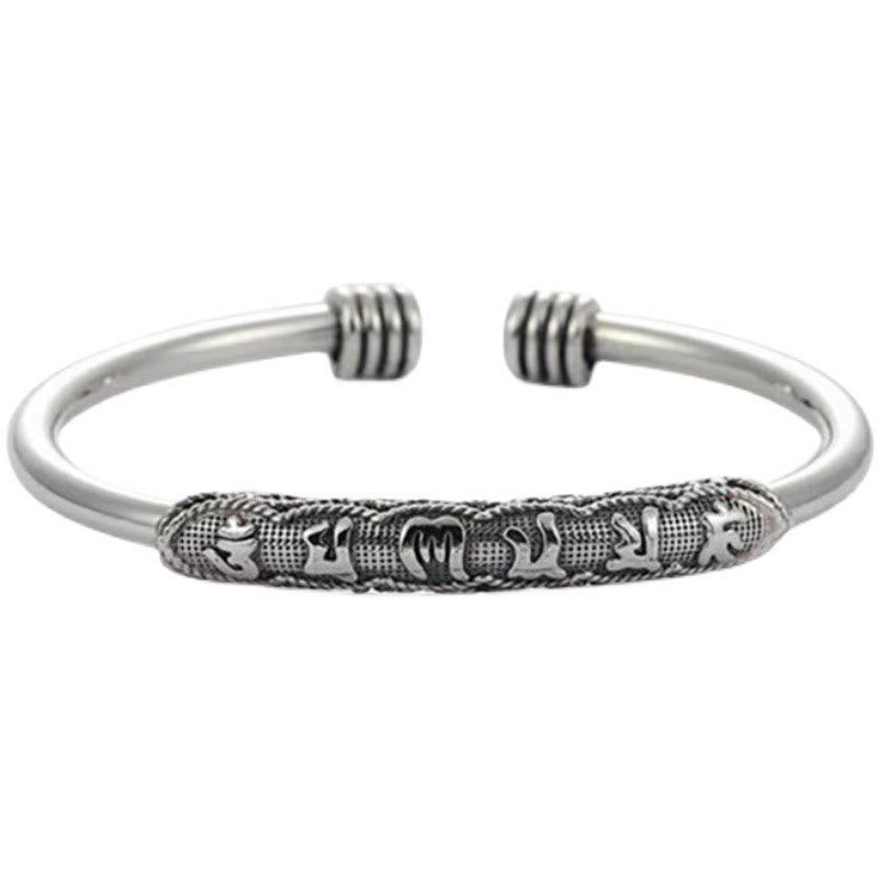 Fortune Jewel Om Mani Padme Hum Engraved Peace Cuff Bracelet Bangle