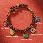 Fortune Jewel Tibetan Five God Of Wealth Thangka Luck Braid String Bracelet