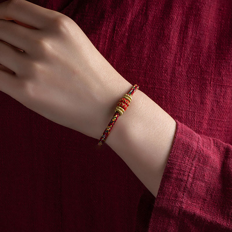 Fortune Jewel Tibet Handmade Chinese Zodiac Natal Buddha Luck Strength Braided String Bracelet