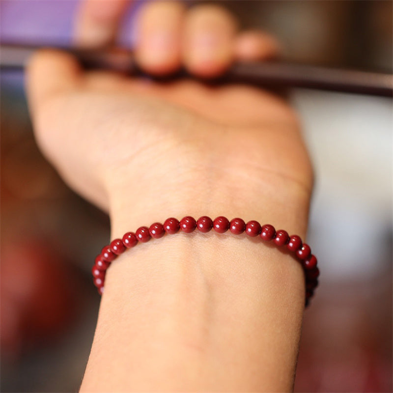 Fortune Jewel Natural Cinnabar Blessing Red String Braided Bracelet Anklet