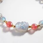 Fortune Jewel Moonstone Strawberry Quartz PiXiu Healing Bracelet