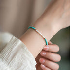 Fortune Jewel 925 Sterling Silver Natural Turquoise Pearl Beaded Bracelet