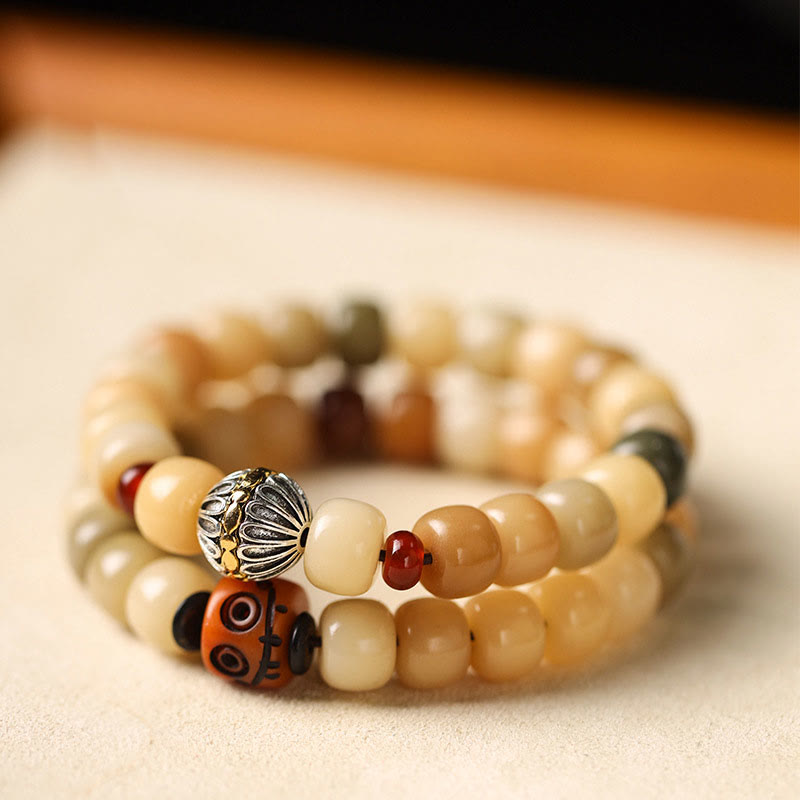 Fortune Jewel Natural Bodhi Seed The Lord of the Corpse Forest Om Mani Padme Hum Wisdom Bracelet