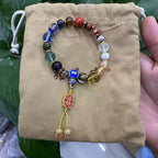 Fortune Jewel Tibetan Colorful Incense Ash Liuli Glass Bead Om Mani Padme Hum Dorje Vajra 18 Beads Wrist Mala