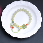 Fortune Jewel 925 Sterling Silver Jade Luck Flower Butterfly Bracelet