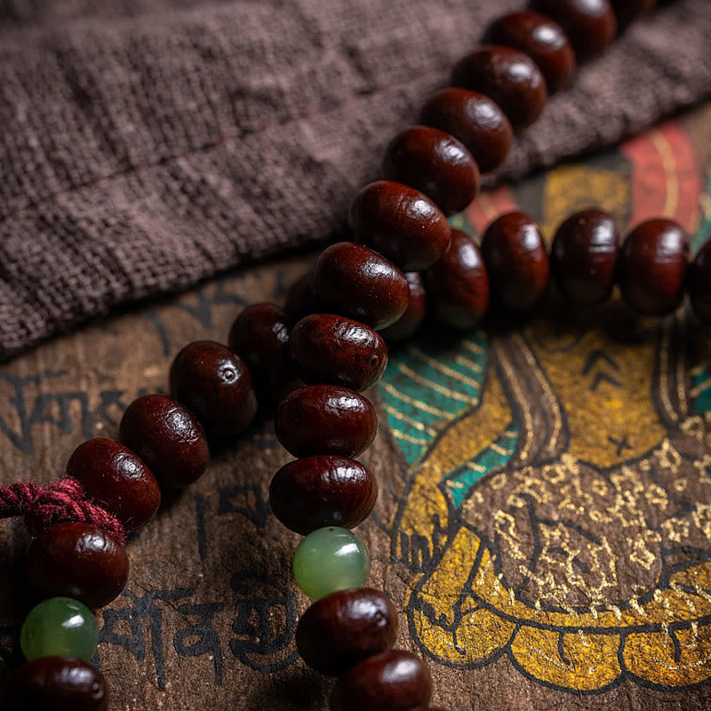 Fortune Jewel Natural Tibet 108 Mala Beads Purple Bodhi Seed Hetian Cyan Jade Copper Dorje Peace Bracelet