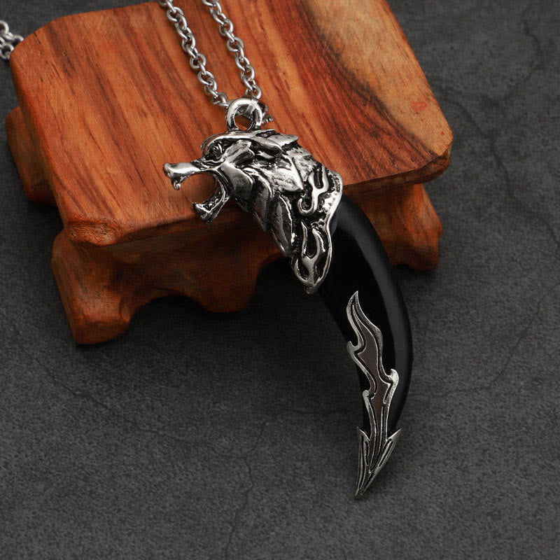 Fortune Jewel Imitation Wolf Tooth Titanium Steel Balance Necklace Pendant