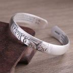 Fortune Jewel 999 Sterling Silver Buddha Head Heart Sutra Serenity Bracelet Bangle