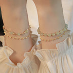 Fortune Jewel 14K Gold Plated 2 Layers Hetian Jade Bead Luck Prosperity Bracelet