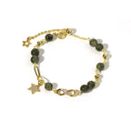 Fortune Jewel 14k Gold Plated Copper Green Rutilated Quartz Möbius Loop Eternal Love Star Protection Bracelet