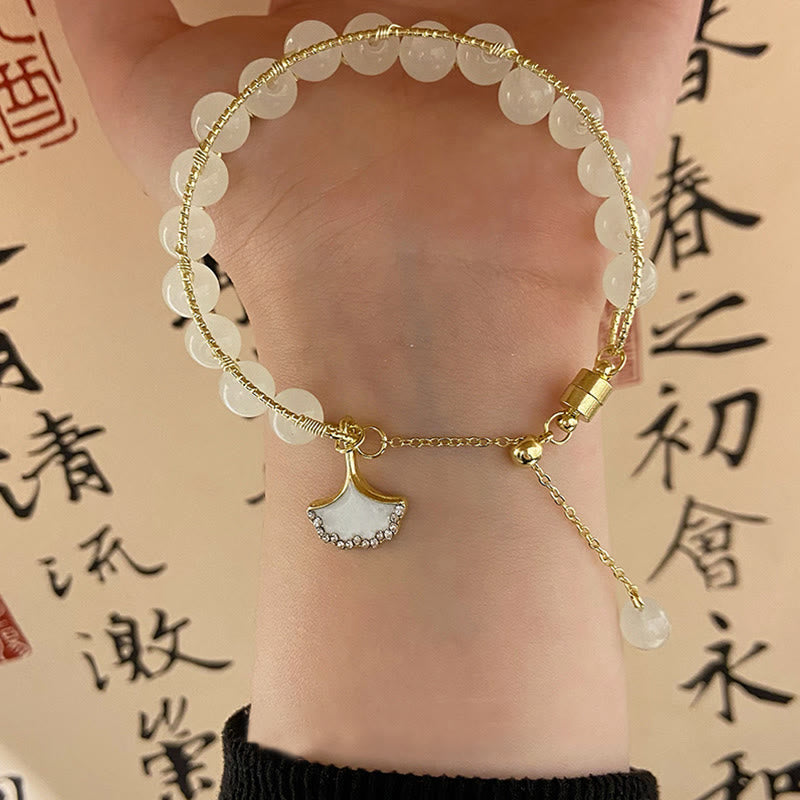 Fortune Jewel Ginkgo Leaf Jade Bead Luck Bracelet