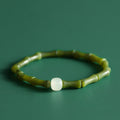 Fortune Jewel Green Bamboo Jade Pattern Luck Abundance Bracelet