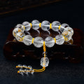 Fortune Jewel Tibet White Crystal Half Demon Half Buddha Heart Sutra Lotus Healing Bracelet