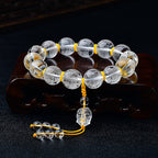Fortune Jewel Tibet White Crystal Half Demon Half Buddha Heart Sutra Lotus Healing Bracelet