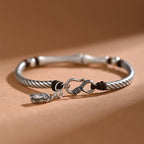 Fortune Jewel 999 Sterling Silver Bamboo Pattern Cicada Luck Wealth Bracelet