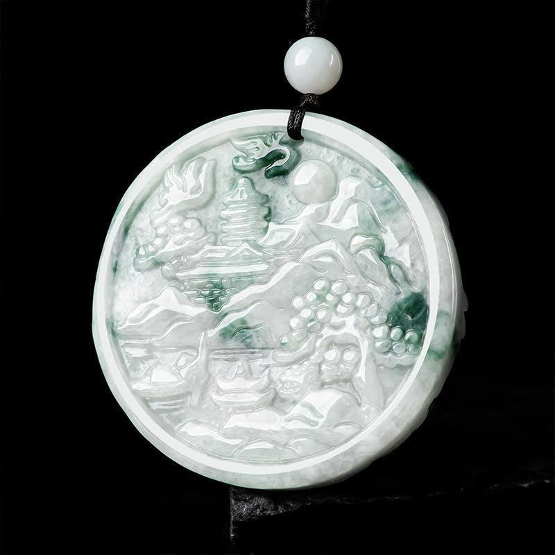 Fortune Jewel Mountain Landscape Jade Abundance String Necklace