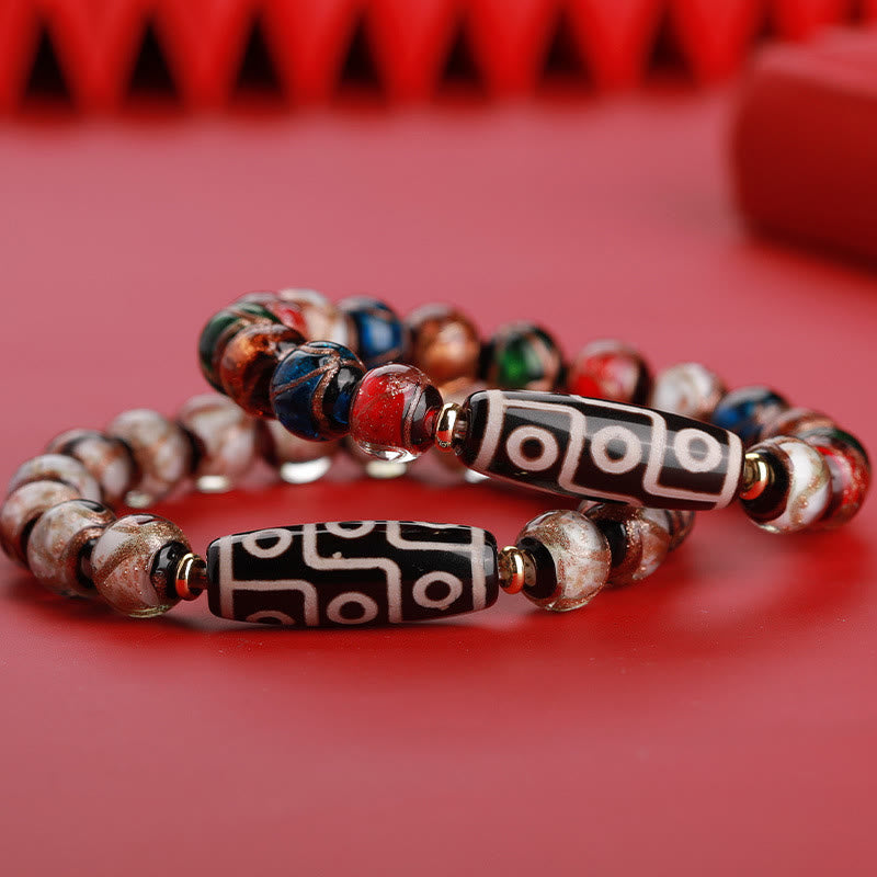 Fortune Jewel Tibetan Nine-Eye Dzi Bead Three-eyed Dzi Bead Liuli Glass Bead Wealth Bracelet