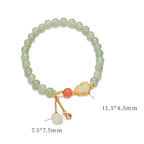 Fortune Jewel 925 Sterling Silver Hetian Jade Gourd Lotus Abundance Luck Bracelet