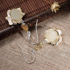 Fortune Jewel White Jade Protection Harmony Drop Earrings