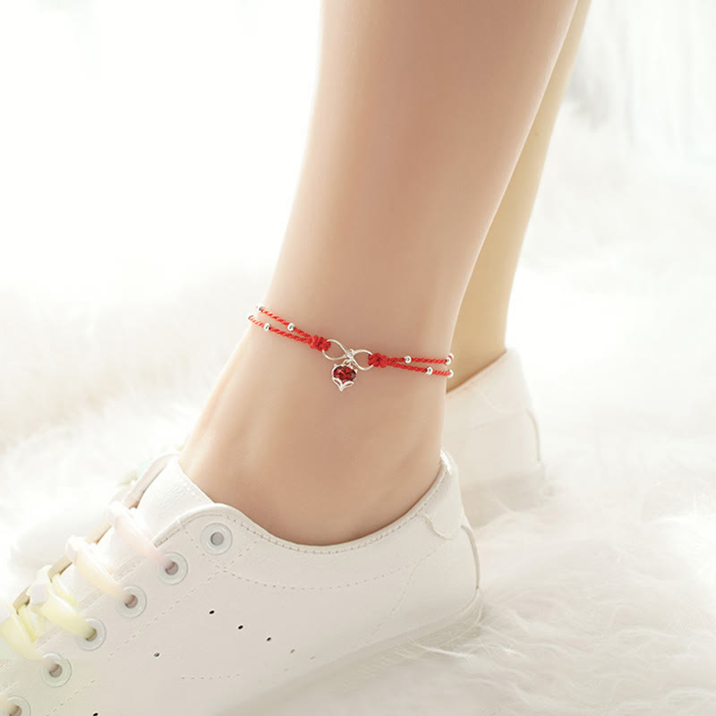 Fortune Jewel Love Heart Infinity Symbol Braided String Anklet