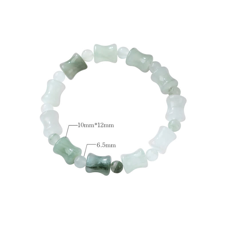 Fortune Jewel Jade Coconut Shell Bamboo Pattern Abundance Luck Bracelet
