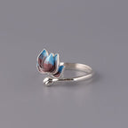 Fortune Jewel 925 Sterling Silver Lotus Flower New Beginning Adjustable Ring Fortune Jewel