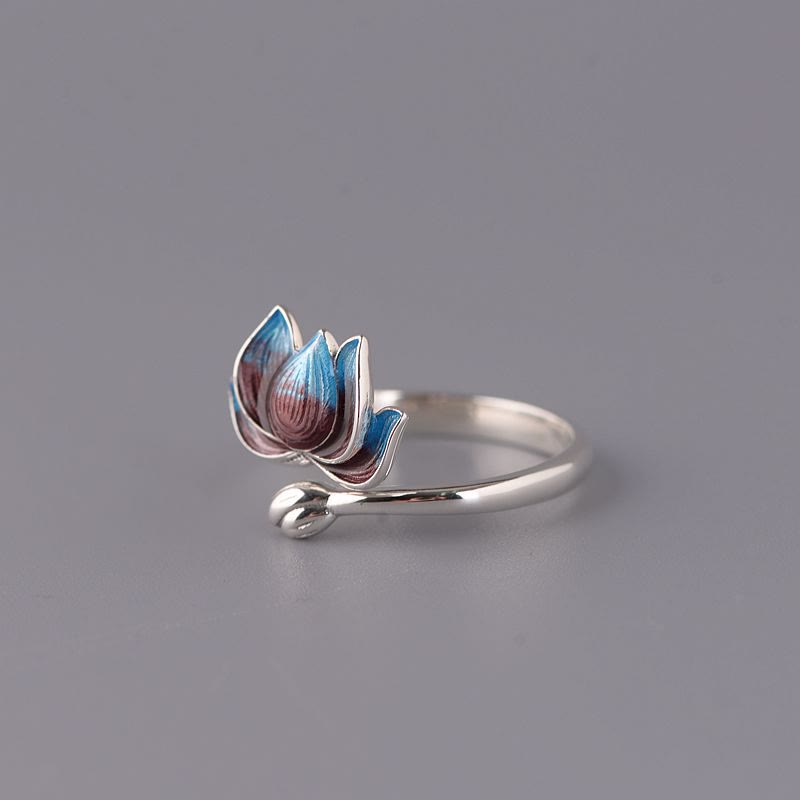 Fortune Jewel 925 Sterling Silver Lotus Flower New Beginning Adjustable Ring Fortune Jewel