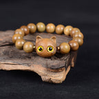 Fortune Jewel Ebony Wood Green Sandalwood Red Sandalwood Lovely Cat Balance Bracelet