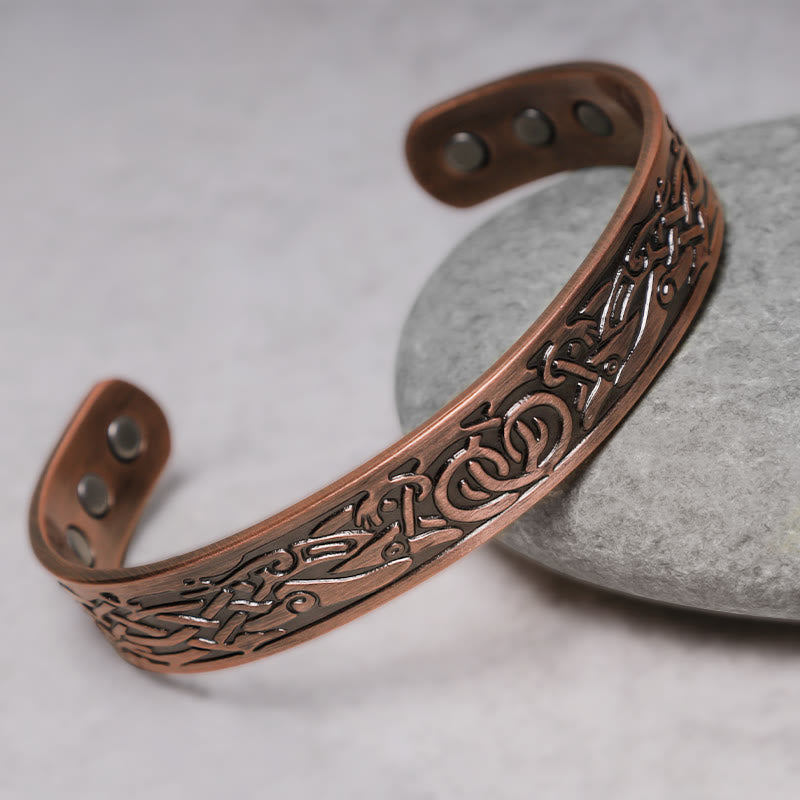 Fortune Jewel Viking Birds Magnetic Copper Adjustable Cuff Bracelet Bangle