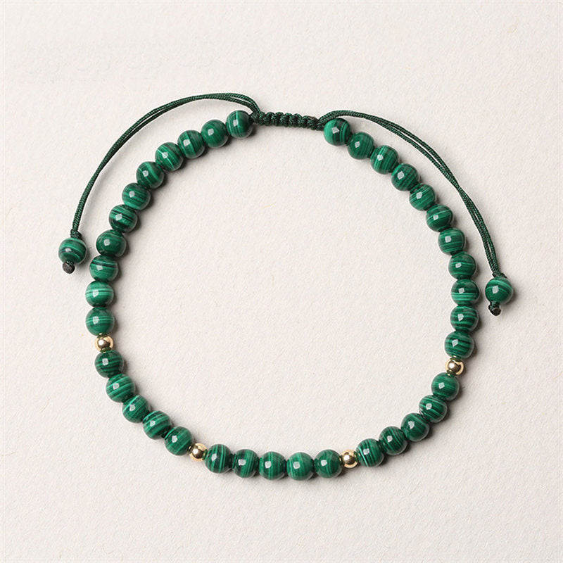 Fortune Jewel Natural Malachite Protection Calmness String Bracelet