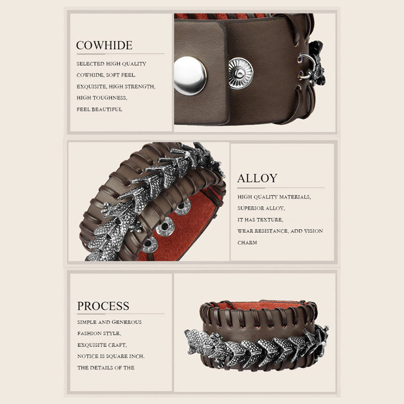 Fortune Jewel Dragon Leather Protection Weave Bracelet Fortune Jewel