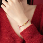 Fortune Jewel Handmade 925 Sterling Silver Cherry Blossoms Sakura Chalcedony Luck Bracelet