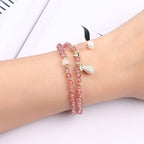 Fortune Jewel Strawberry Quartz Money Bag Positive Charm Double Wrap Bracelet