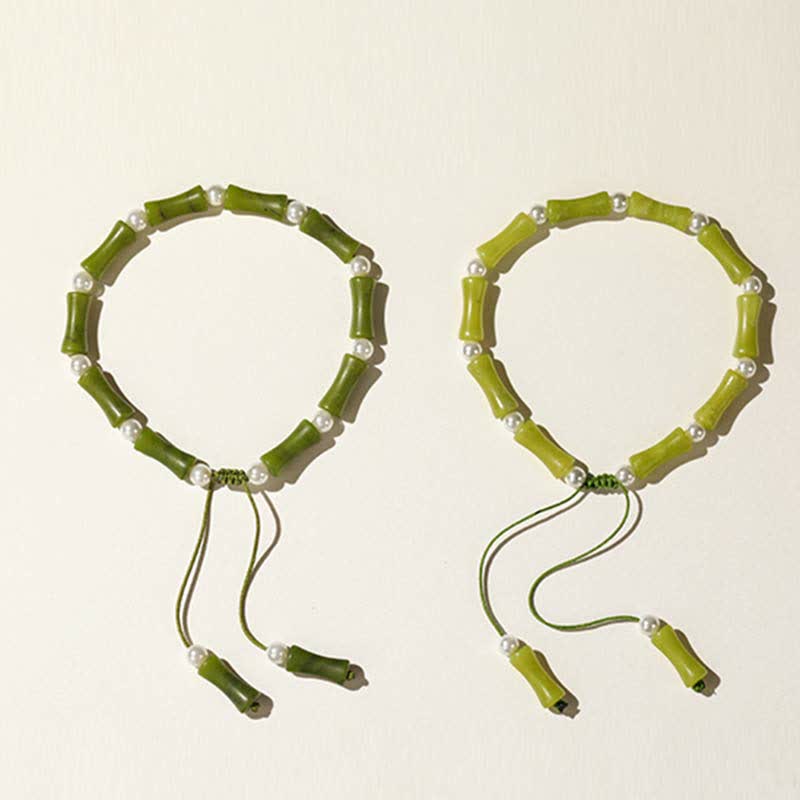 Fortune Jewel Natural Peridot Bamboo Pattern Love Peace Bracelet