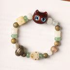 Fortune Jewel Bodhi Seed Green Sandalwood Ebony Wood Small Leaf Red Sandalwood Cat Head Paw Claw Peace Bracelet