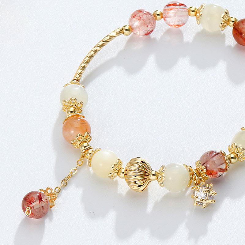 Fortune Jewel Colorful Rutilated Quartz Cat Eye Zircon Auspiciousness Bead Bracelet