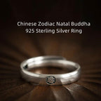 Fortune Jewel 925 Sterling Silver Chinese Zodiac Natal Buddha Blessing Couple Ring