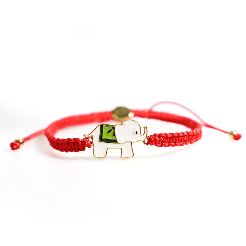 Fortune Jewel Tibetan Handmade 925 Sterling Silver Lucky Elephant Red String Bracelet