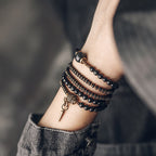 Fortune Jewel Rainbow Obsidian Ebony Wood Copper Positive Multilayer Bracelet