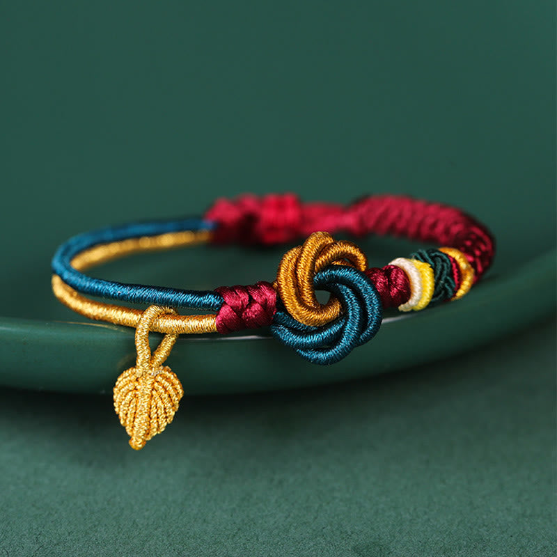 Fortune Jewel Tibetan Handmade Mandala Knot Leaf Luck Rope Bracelet