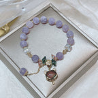 Fortune Jewel Natural Purple Jade Fox Charm Happiness Bracelet