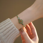 Fortune Jewel Lotus Jade Peace Buckle Bead Luck Happiness Charm String Bracelet