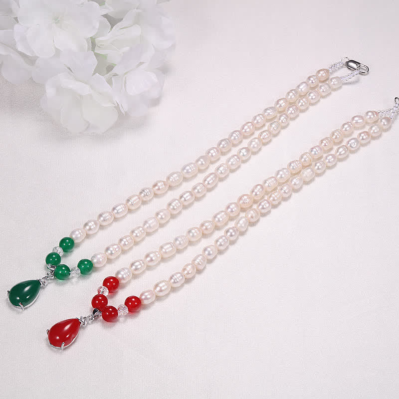 Fortune Jewel Pearl Bead Waterdrop Calm Peace Necklace Pendant